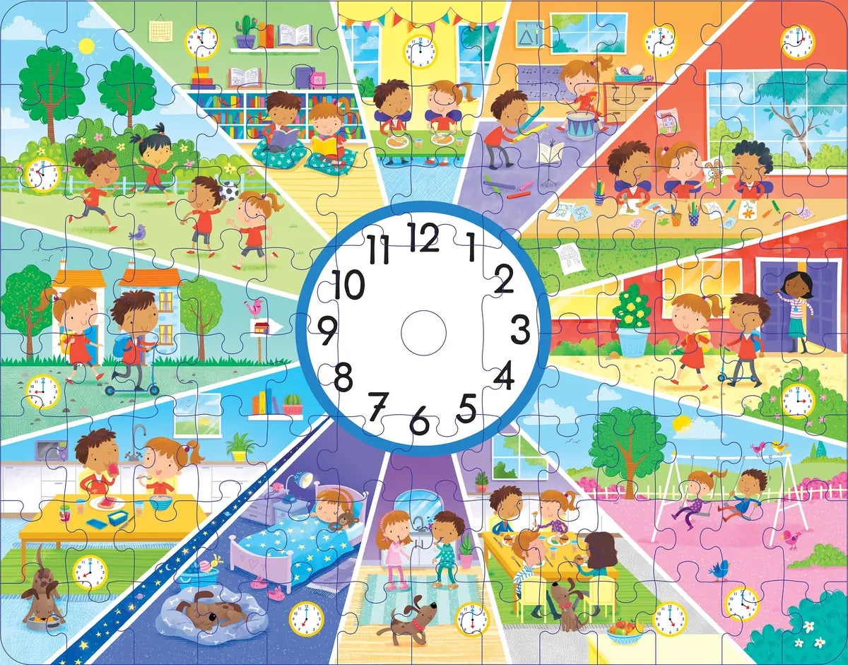 Puzzle & Buch: Die Uhrzeit lernen